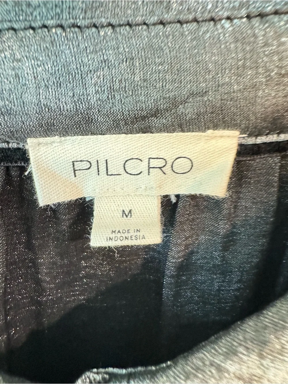 Pilcro From Anthropologie Shimmery Charcoal Button-Up Blouse Sz M